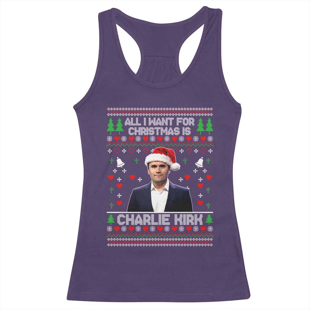 Charlie Kirk Christmas Racerback Tank Top Freedom Memorial Patriotic Christian Xmas - Wonder Print Shop