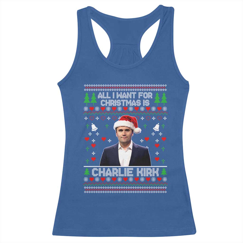 Charlie Kirk Christmas Racerback Tank Top Freedom Memorial Patriotic Christian Xmas - Wonder Print Shop