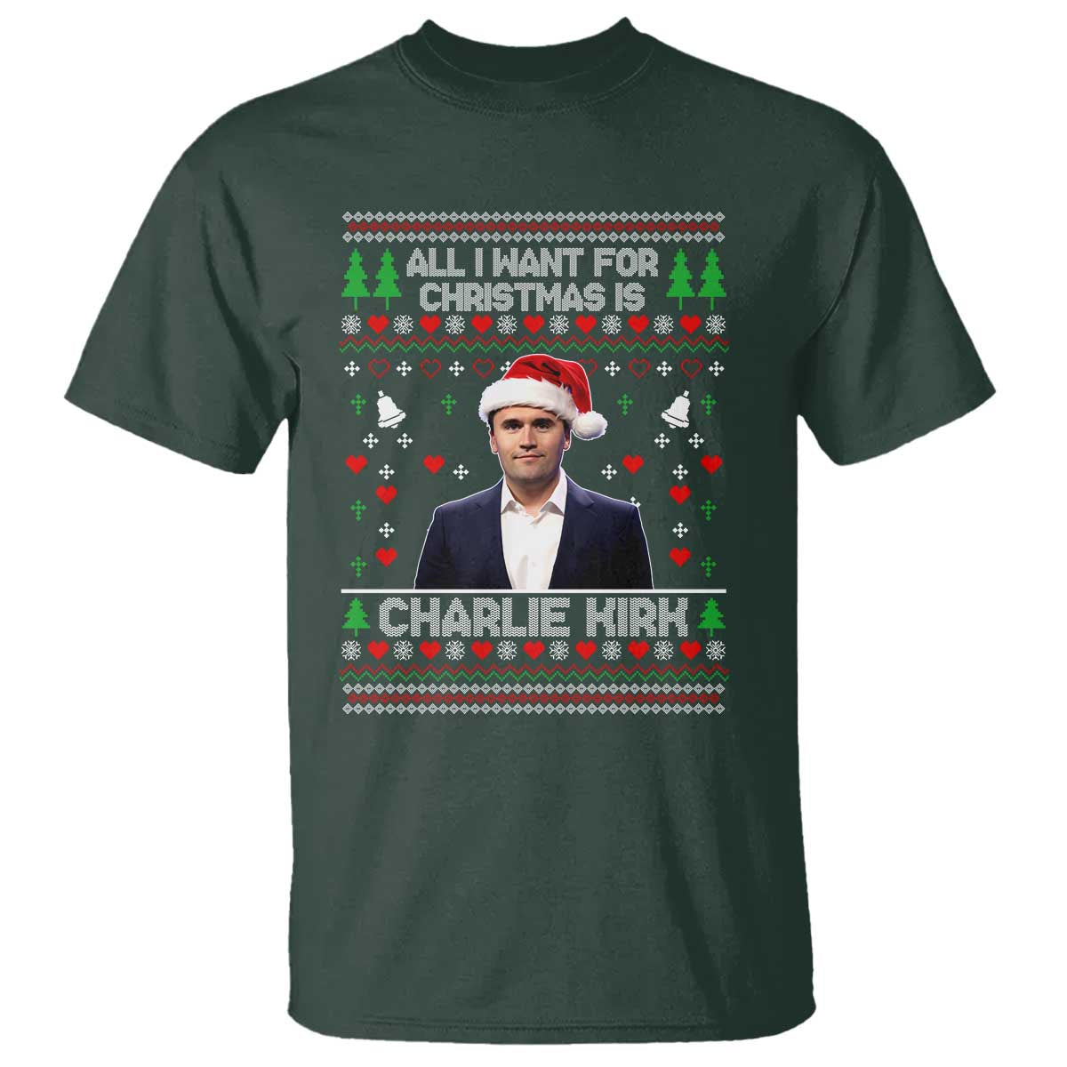 Charlie Kirk Christmas T Shirt Freedom Memorial Patriotic Christian Xmas - Wonder Print Shop