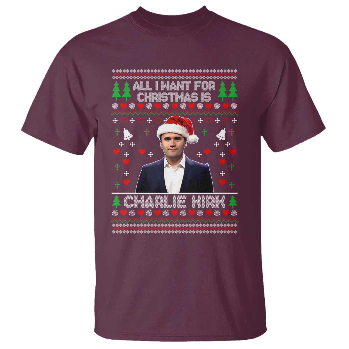 Charlie Kirk Christmas T Shirt Freedom Memorial Patriotic Christian Xmas - Wonder Print Shop