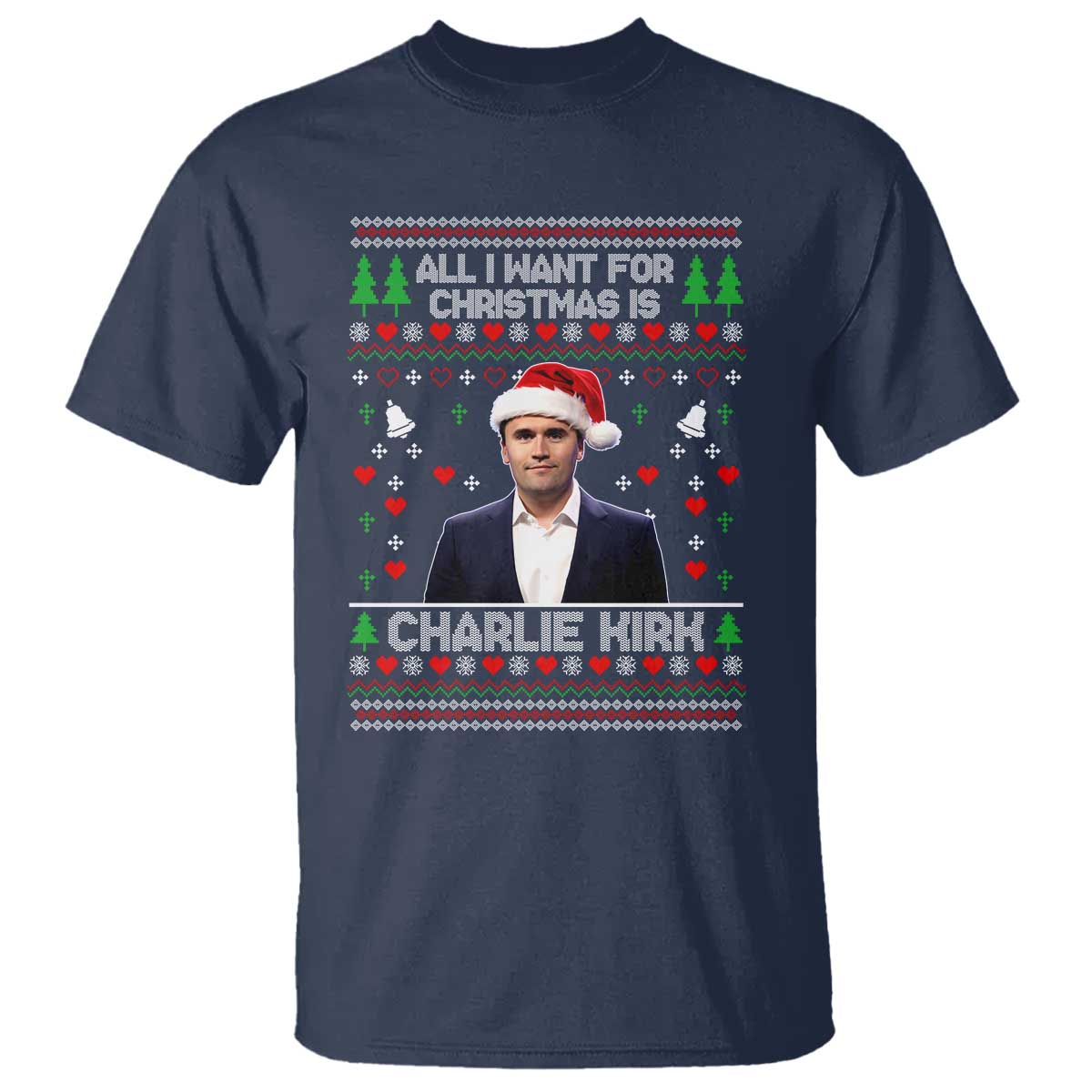 Charlie Kirk Christmas T Shirt Freedom Memorial Patriotic Christian Xmas - Wonder Print Shop