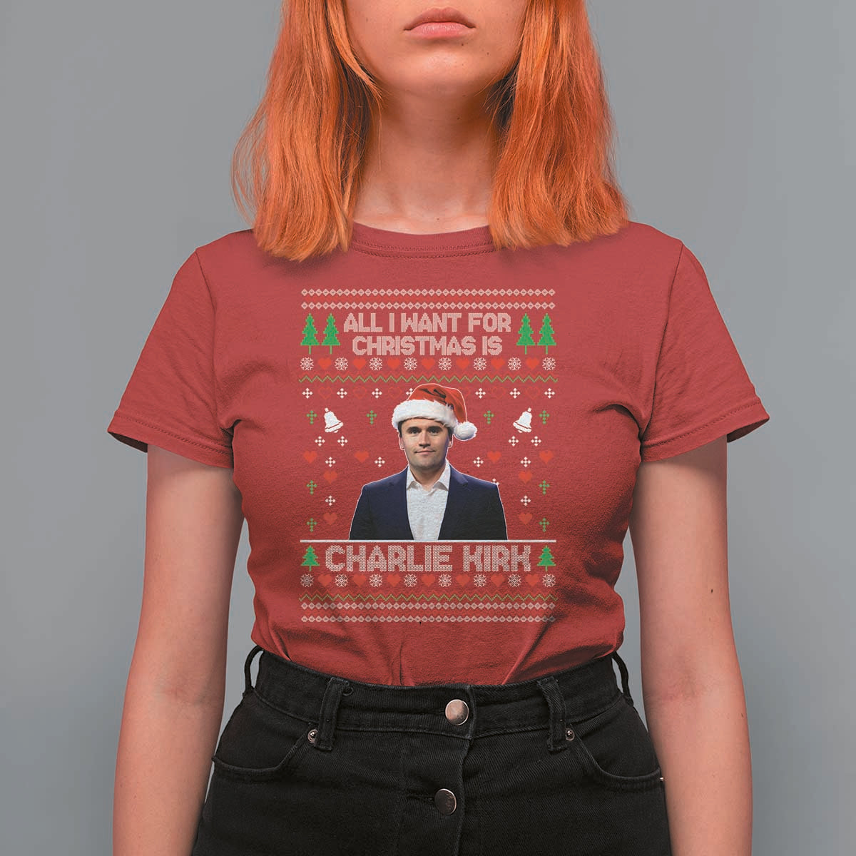 Charlie Kirk Christmas T Shirt For Women Freedom Memorial Patriotic Christian Xmas - Wonder Print Shop