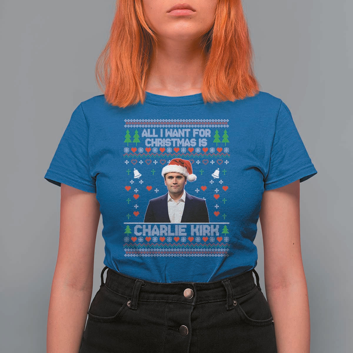 Charlie Kirk Christmas T Shirt For Women Freedom Memorial Patriotic Christian Xmas - Wonder Print Shop