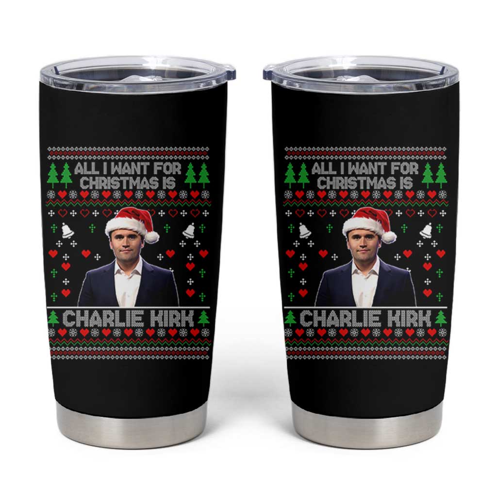Charlie Kirk Christmas Tumbler Cup Freedom Memorial Patriotic Christian Xmas - Wonder Print Shop