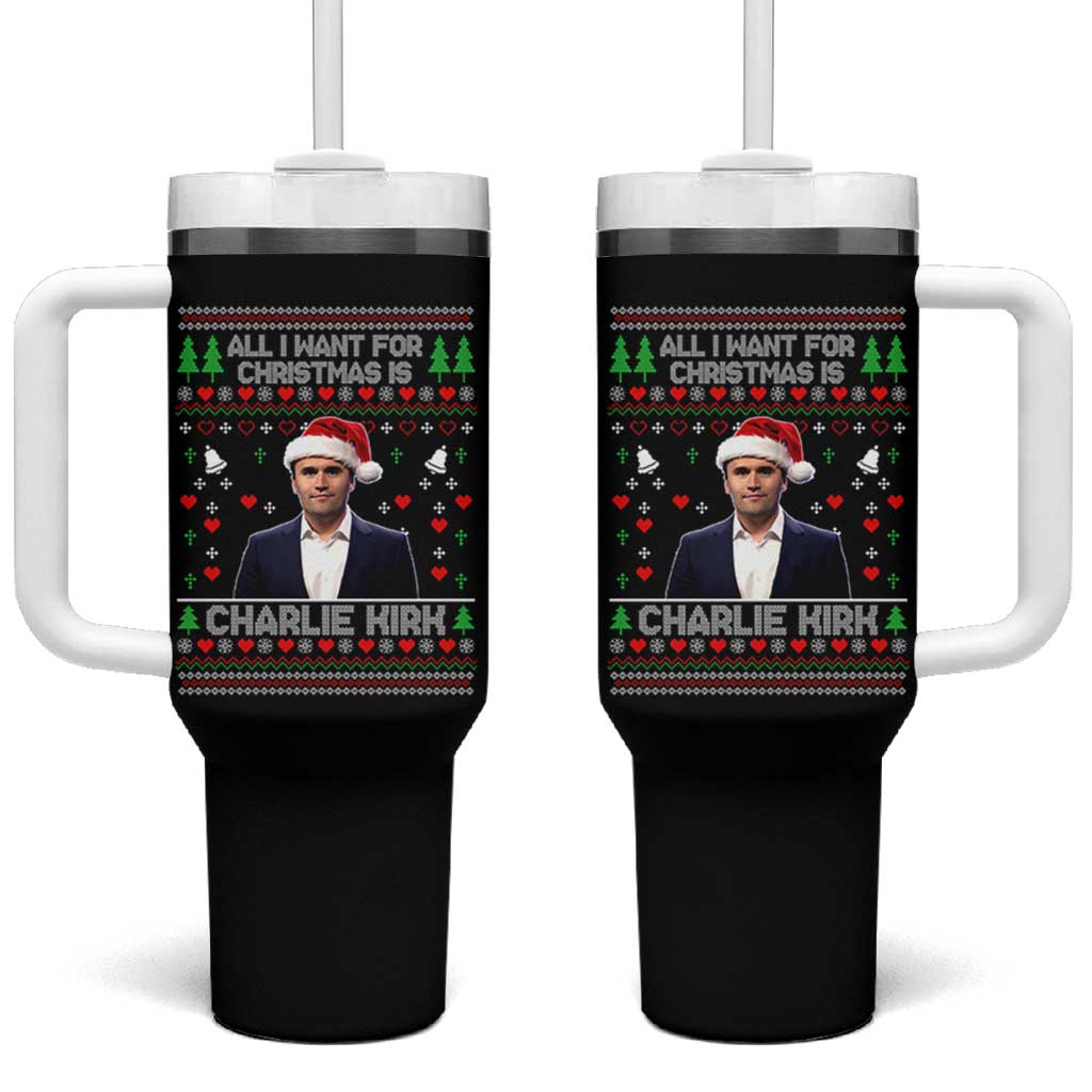 Charlie Kirk Christmas Tumbler With Handle Freedom Memorial Patriotic Christian Xmas - Wonder Print Shop