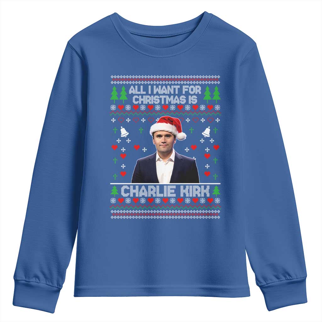 Charlie Kirk Christmas Youth Sweatshirt Freedom Memorial Patriotic Christian Xmas - Wonder Print Shop