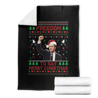 Charlie Kirk Christmas Throw Blanket Freedom To Say Merry Christmas - Wonder Print Shop
