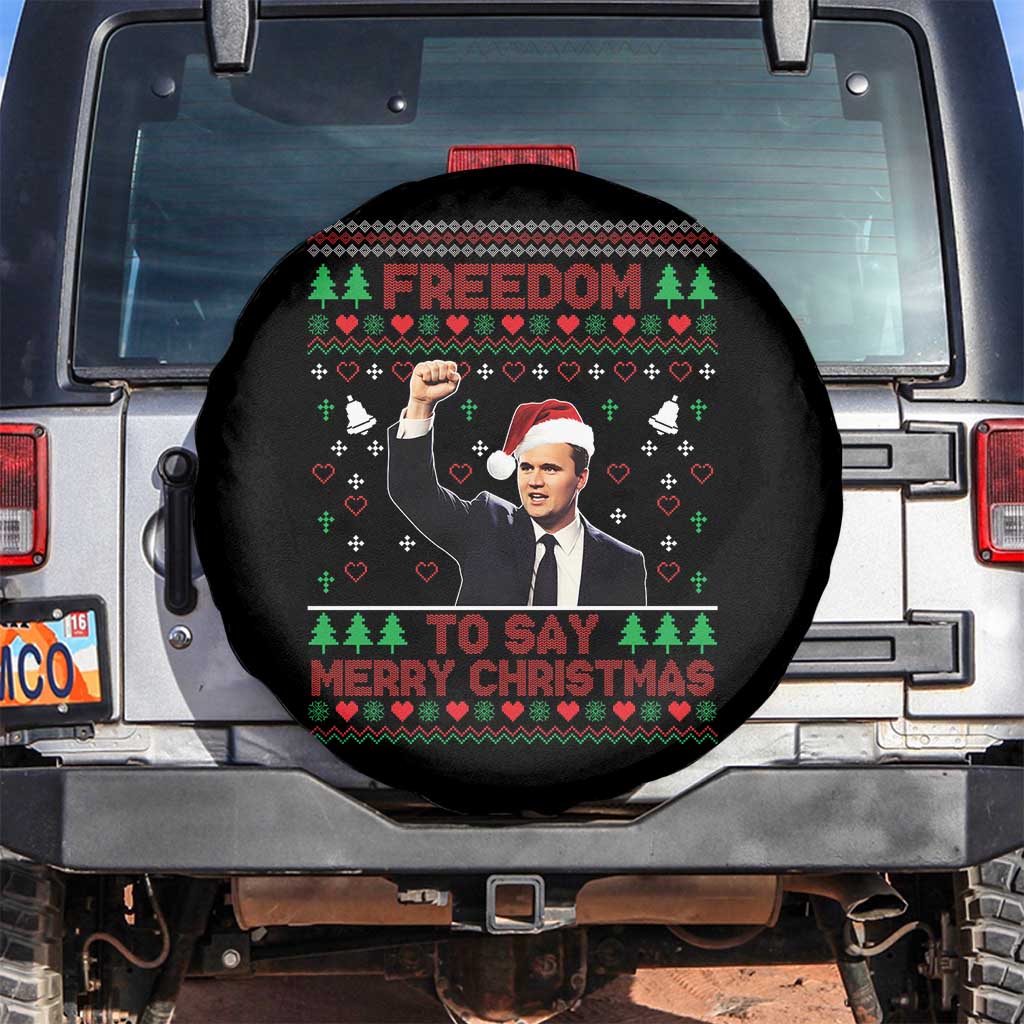 Charlie Kirk Christmas Spare Tire Cover Freedom To Say Merry Christmas - Wonder Print Shop