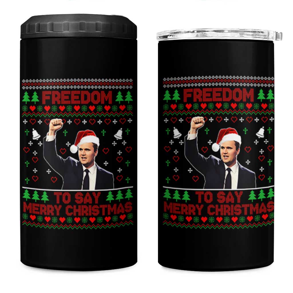 Charlie Kirk Christmas 4 in 1 Can Cooler Tumbler Freedom To Say Merry Christmas - Wonder Print Shop