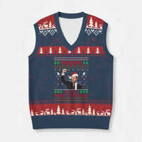 Charlie Kirk Xmas V-Neck Knit Sweater Vest Freedom To Say Merry Xmas - Wonder Print Shop