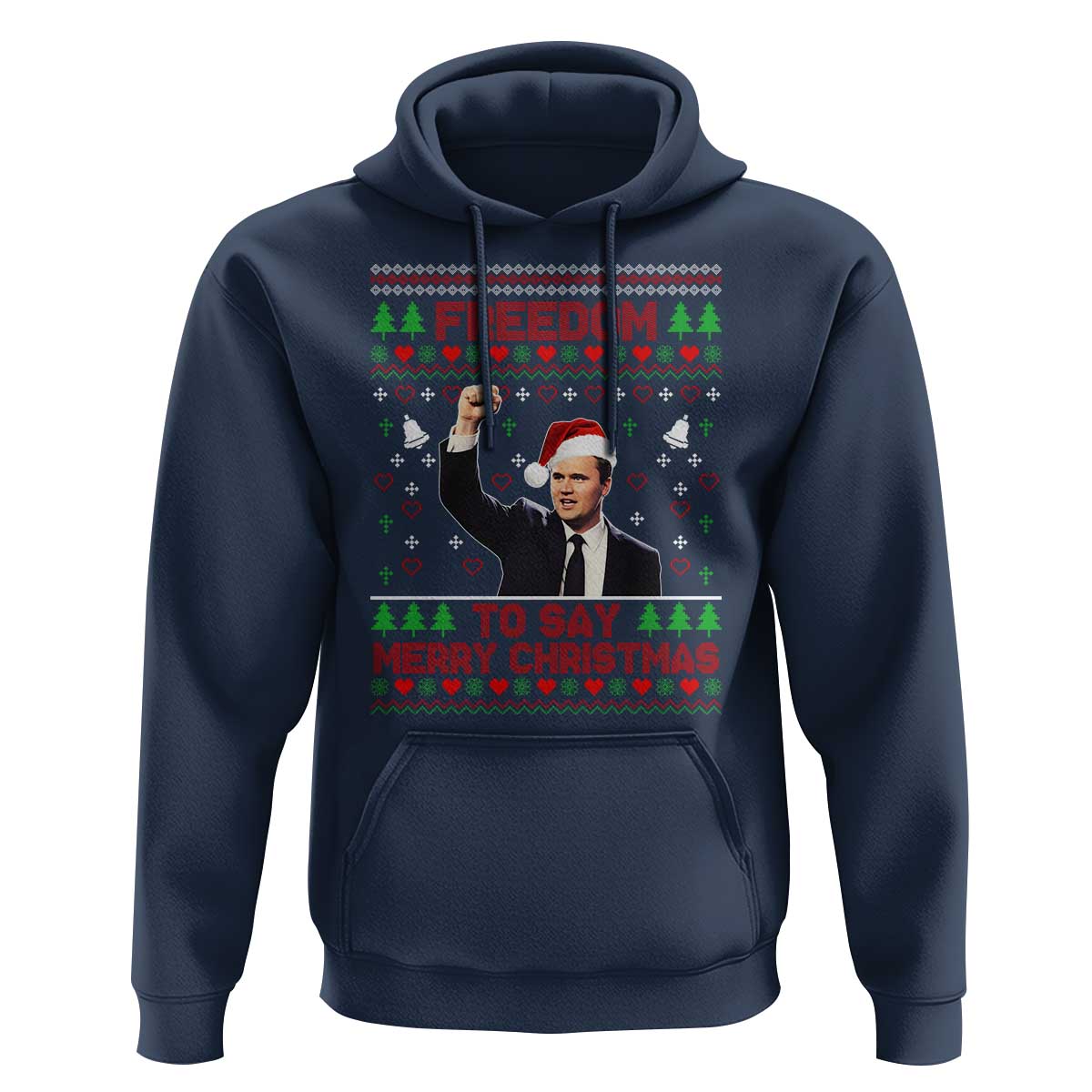 Charlie Kirk Christmas Hoodie Freedom To Say Merry Christmas - Wonder Print Shop