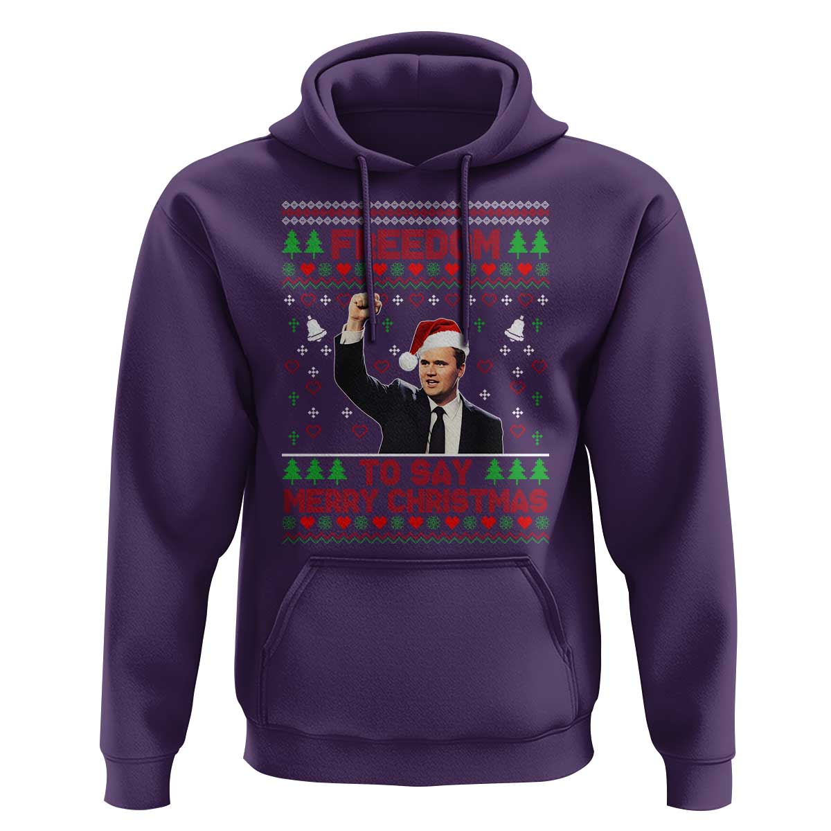 Charlie Kirk Christmas Hoodie Freedom To Say Merry Christmas - Wonder Print Shop