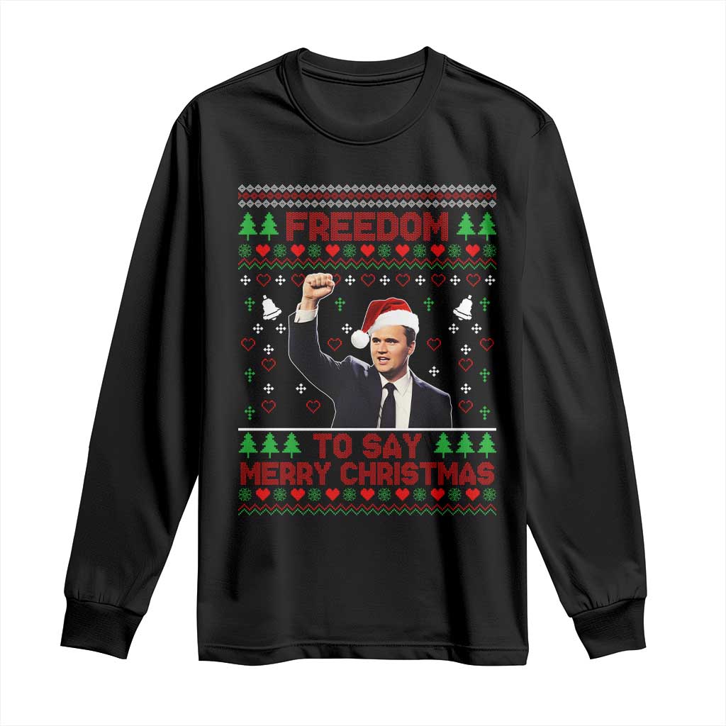 Charlie Kirk Christmas Long Sleeve Shirt Freedom To Say Merry Christmas - Wonder Print Shop