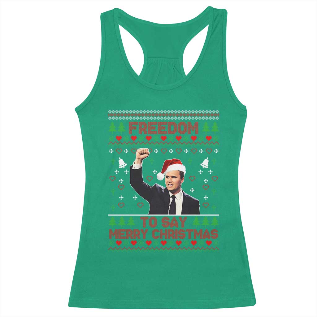 Charlie Kirk Christmas Racerback Tank Top Freedom To Say Merry Christmas - Wonder Print Shop