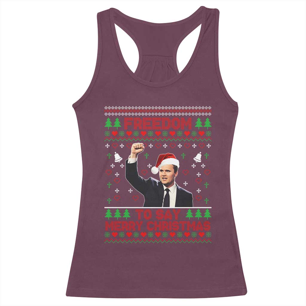 Charlie Kirk Christmas Racerback Tank Top Freedom To Say Merry Christmas - Wonder Print Shop