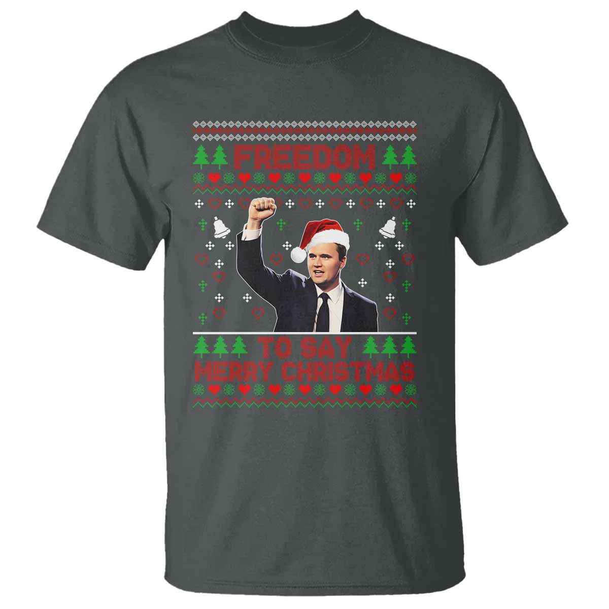 Charlie Kirk Christmas T Shirt Freedom To Say Merry Christmas - Wonder Print Shop