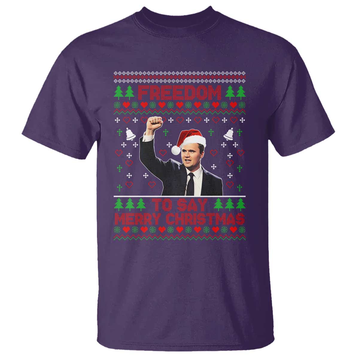 Charlie Kirk Christmas T Shirt Freedom To Say Merry Christmas - Wonder Print Shop
