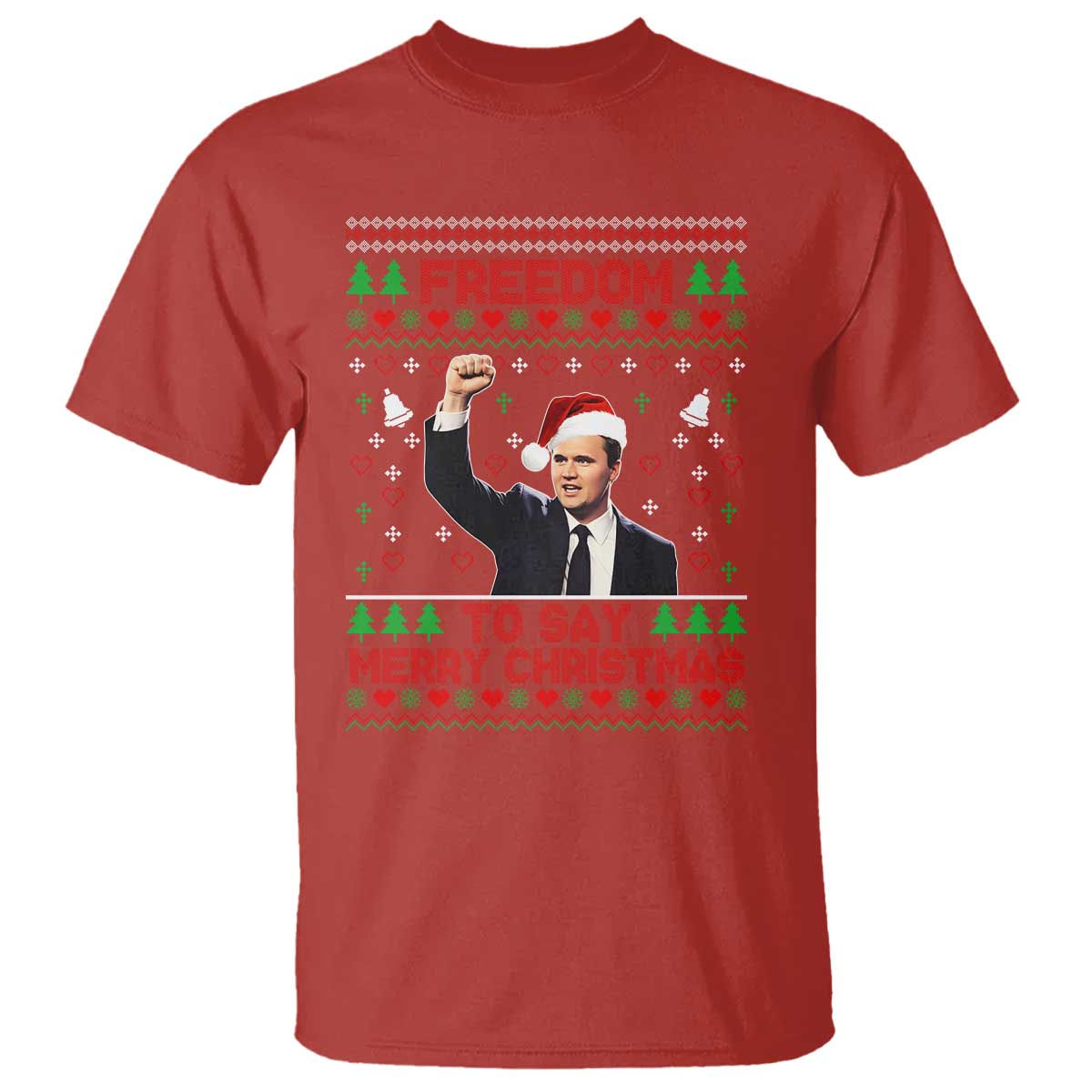 Charlie Kirk Christmas T Shirt Freedom To Say Merry Christmas - Wonder Print Shop