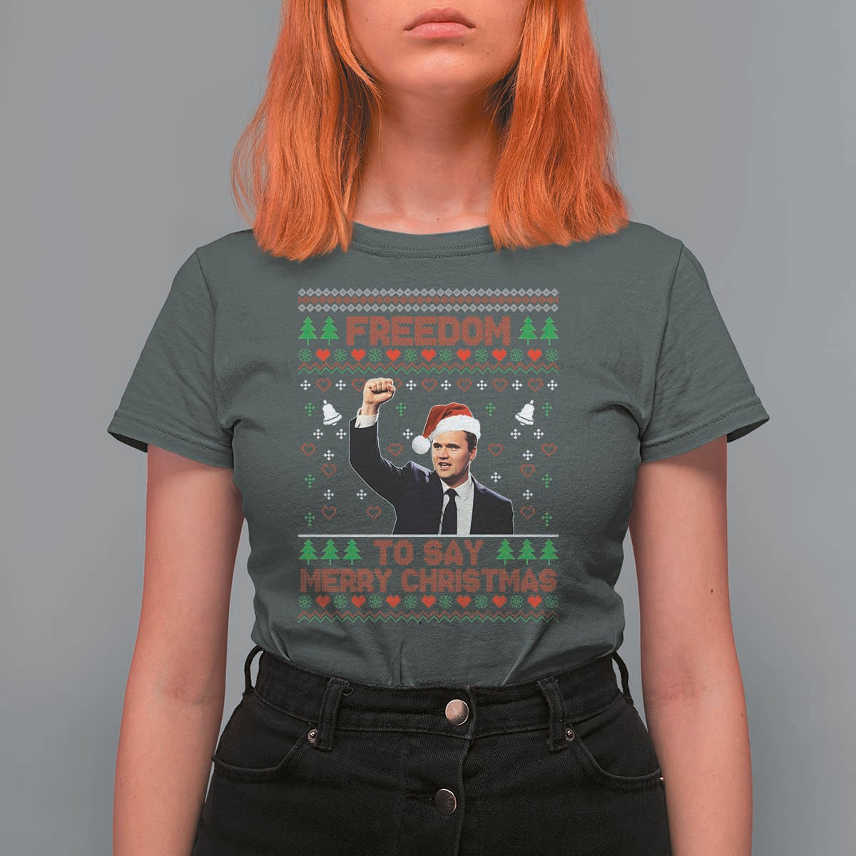 Charlie Kirk Christmas T Shirt For Women Freedom To Say Merry Christmas - Wonder Print Shop