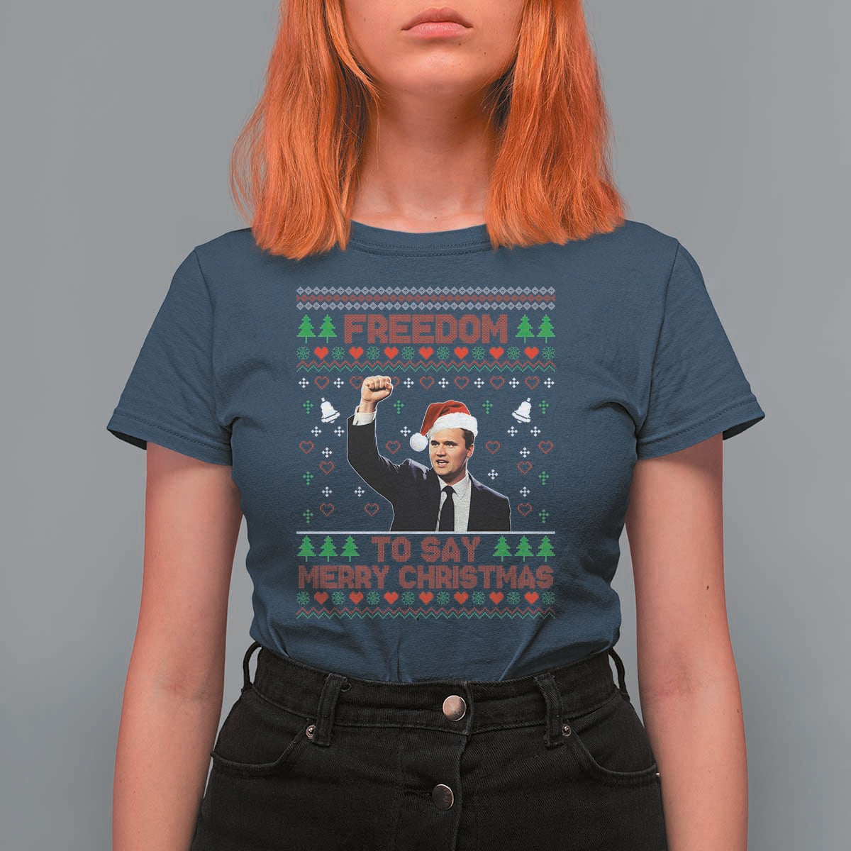 Charlie Kirk Christmas T Shirt For Women Freedom To Say Merry Christmas - Wonder Print Shop