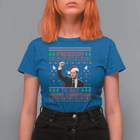 Charlie Kirk Christmas T Shirt For Women Freedom To Say Merry Christmas - Wonder Print Shop