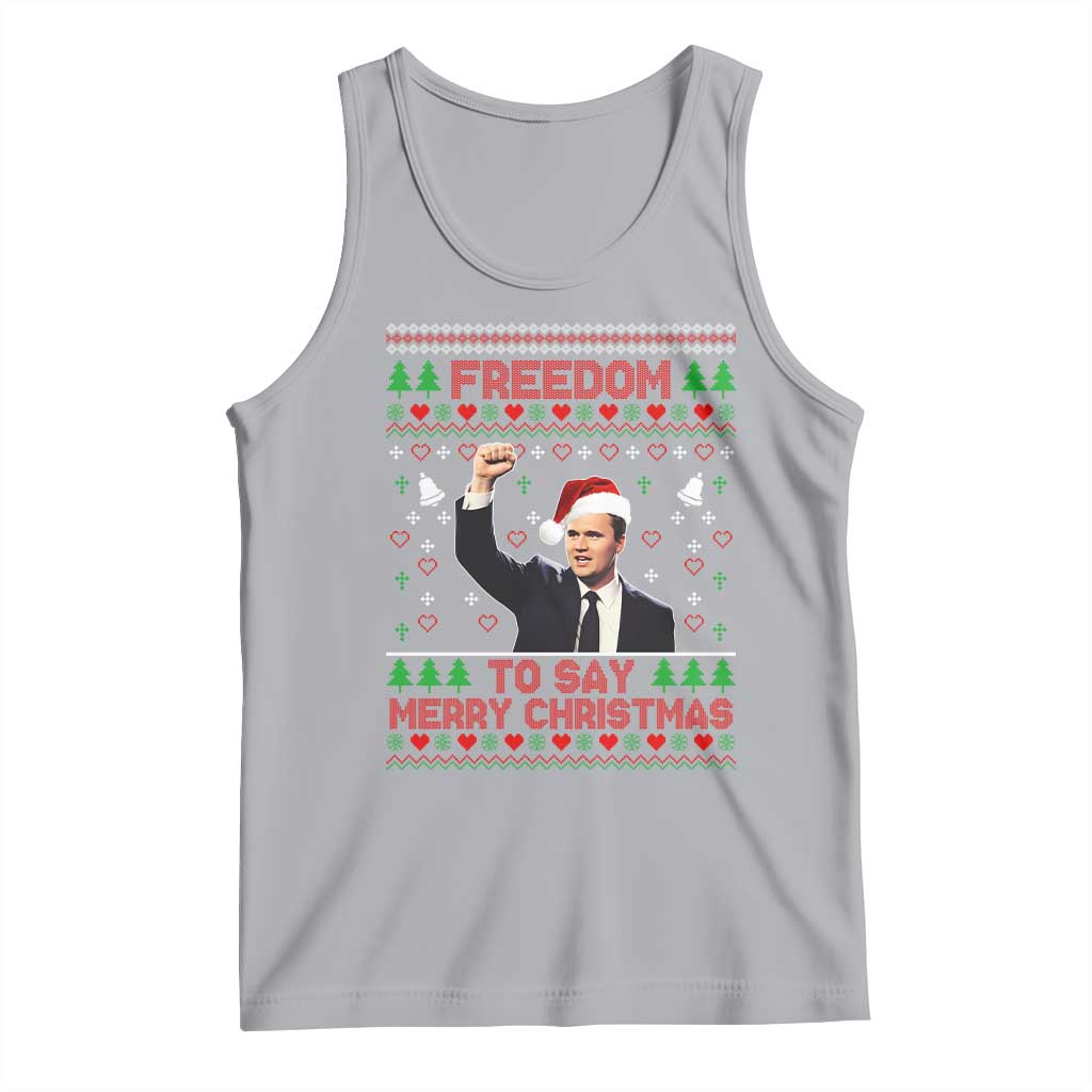 Charlie Kirk Christmas Tank Top Freedom To Say Merry Christmas - Wonder Print Shop