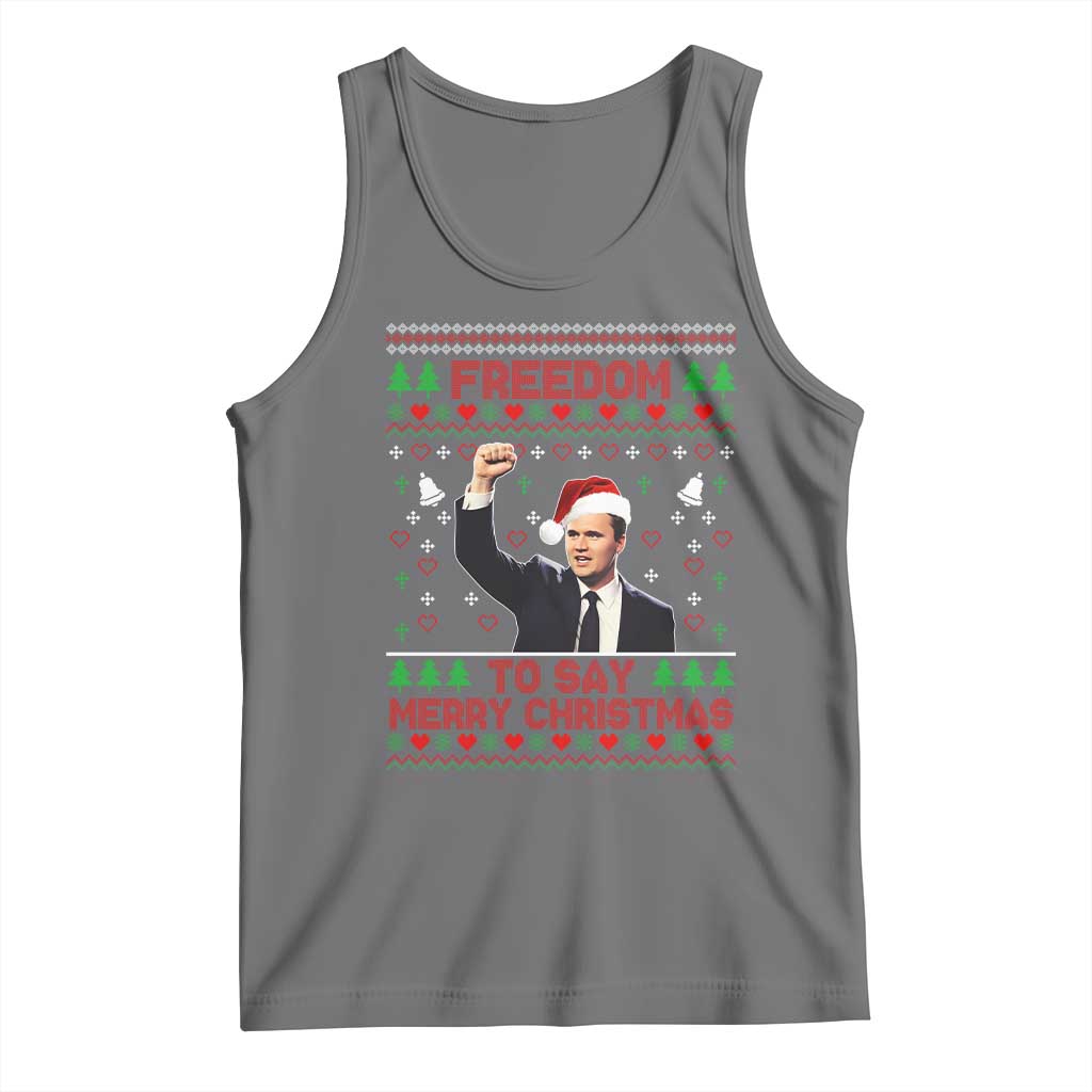 Charlie Kirk Christmas Tank Top Freedom To Say Merry Christmas - Wonder Print Shop