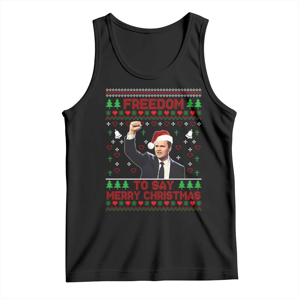 Charlie Kirk Christmas Tank Top Freedom To Say Merry Christmas - Wonder Print Shop