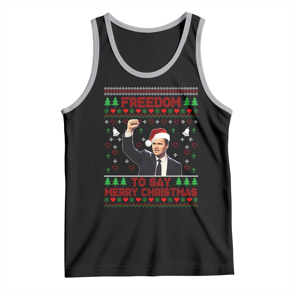 Charlie Kirk Christmas Tank Top Freedom To Say Merry Christmas - Wonder Print Shop