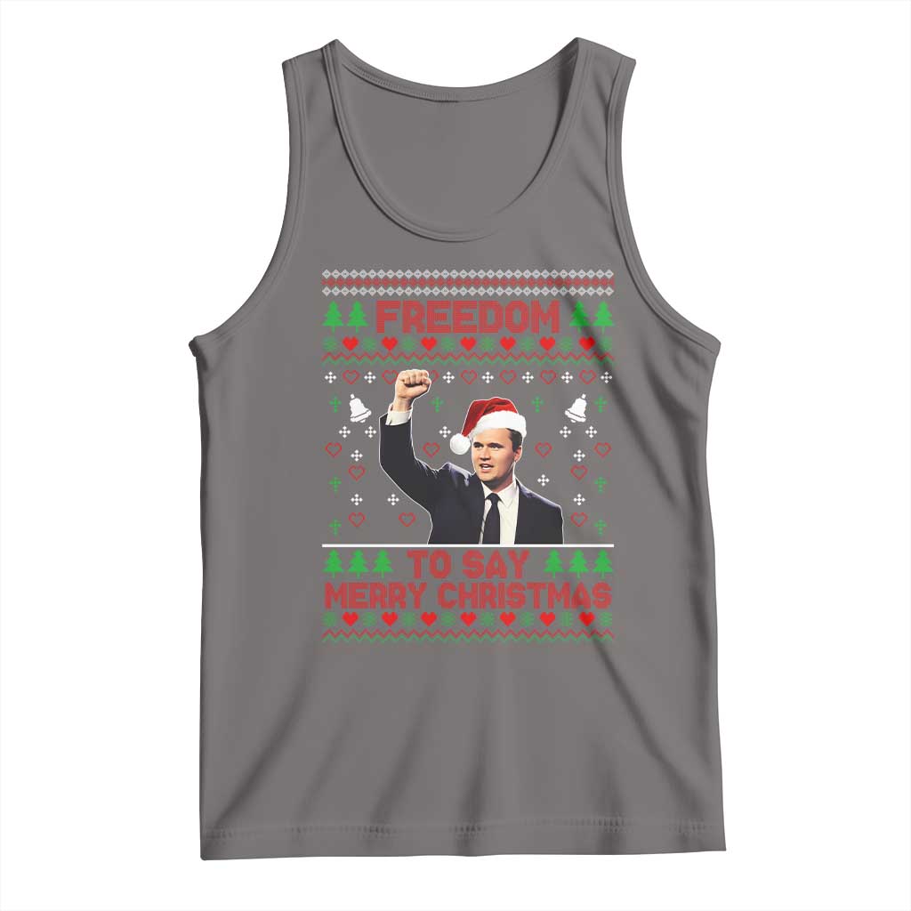 Charlie Kirk Christmas Tank Top Freedom To Say Merry Christmas - Wonder Print Shop