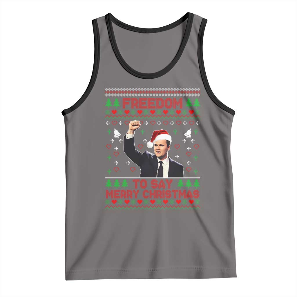 Charlie Kirk Christmas Tank Top Freedom To Say Merry Christmas - Wonder Print Shop