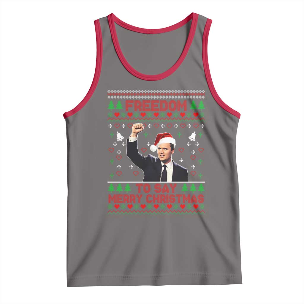 Charlie Kirk Christmas Tank Top Freedom To Say Merry Christmas - Wonder Print Shop