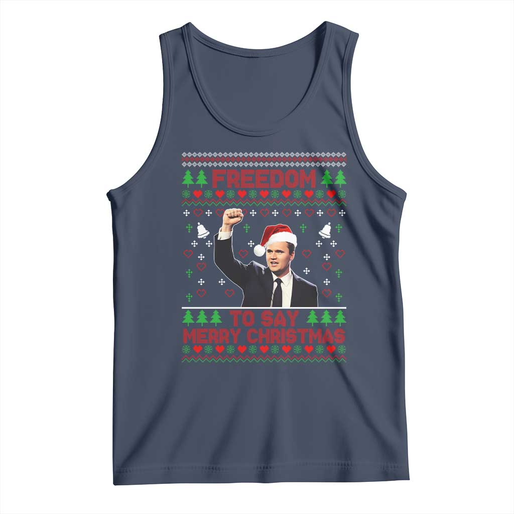 Charlie Kirk Christmas Tank Top Freedom To Say Merry Christmas - Wonder Print Shop