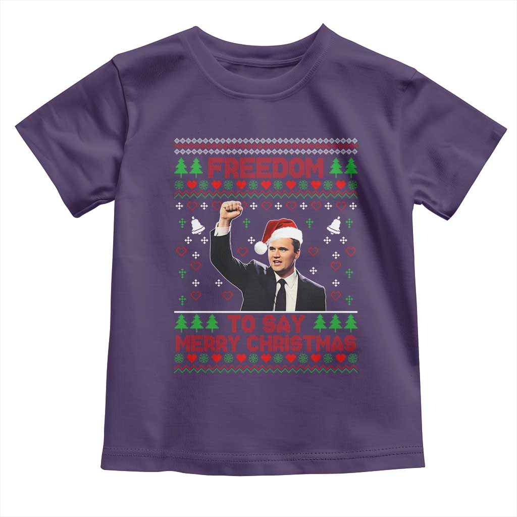 Charlie Kirk Christmas Toddler T Shirt Freedom To Say Merry Christmas - Wonder Print Shop