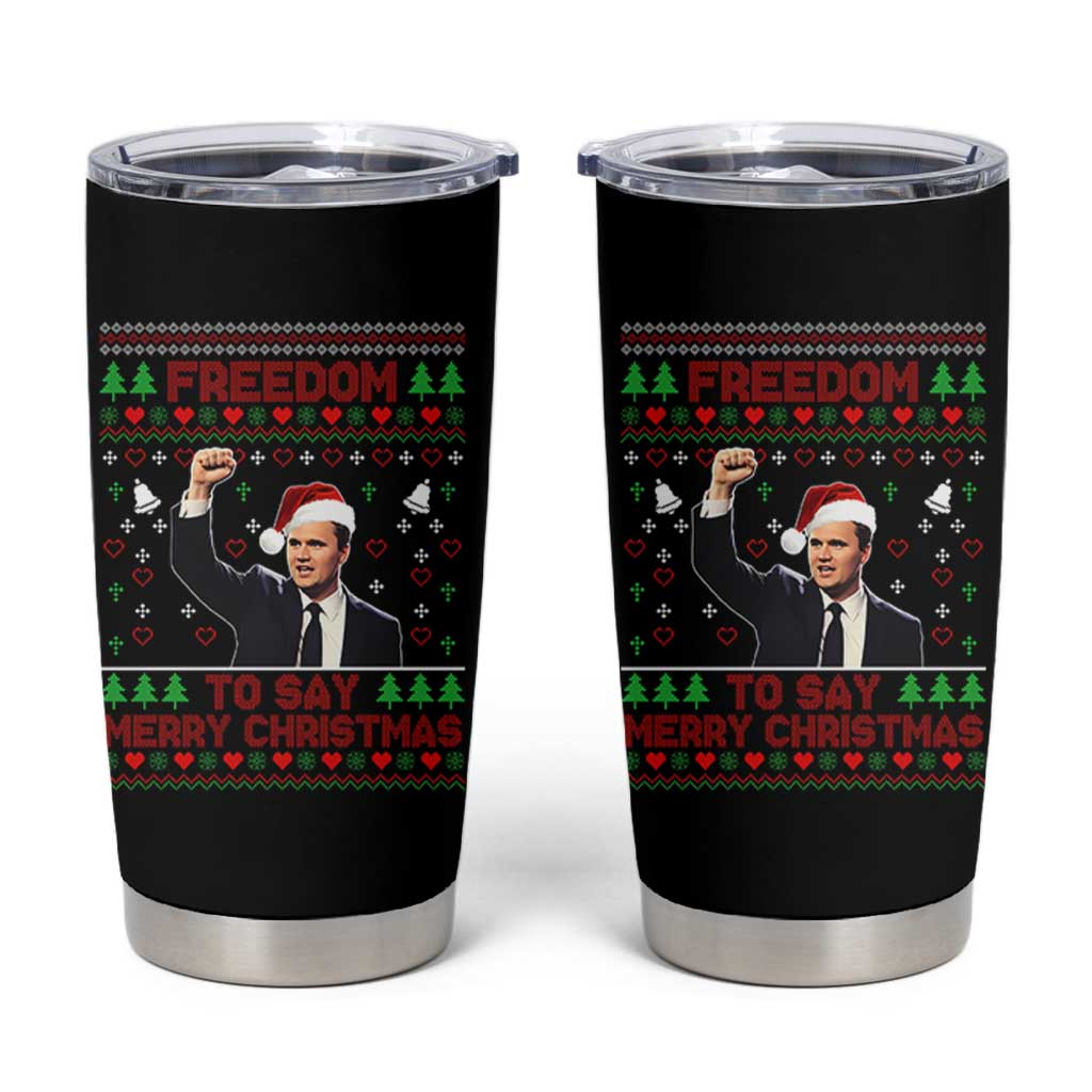 Charlie Kirk Christmas Tumbler Cup Freedom To Say Merry Christmas - Wonder Print Shop