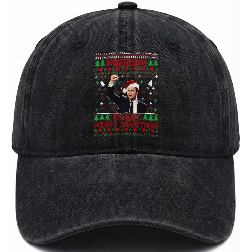 Charlie Kirk Christmas Washed Cotton Baseball Cap Freedom To Say Merry Christmas