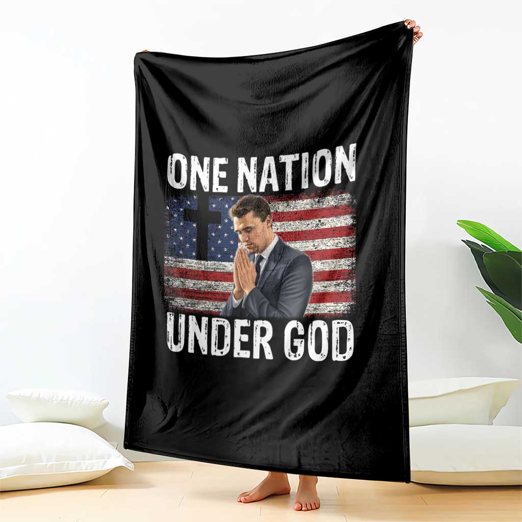 Charlie Kirk Christian Throw Blanket One Nation Under God Patriotic Faith - Wonder Print Shop