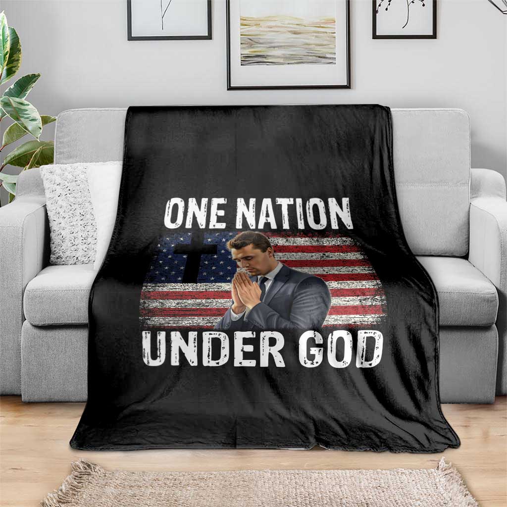 Charlie Kirk Christian Throw Blanket One Nation Under God Patriotic Faith - Wonder Print Shop
