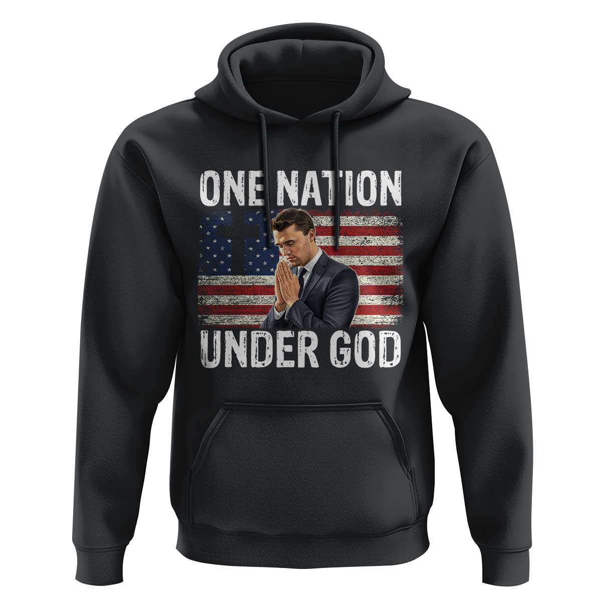 Charlie Kirk Christian Hoodie One Nation Under God Patriotic Faith - Wonder Print Shop