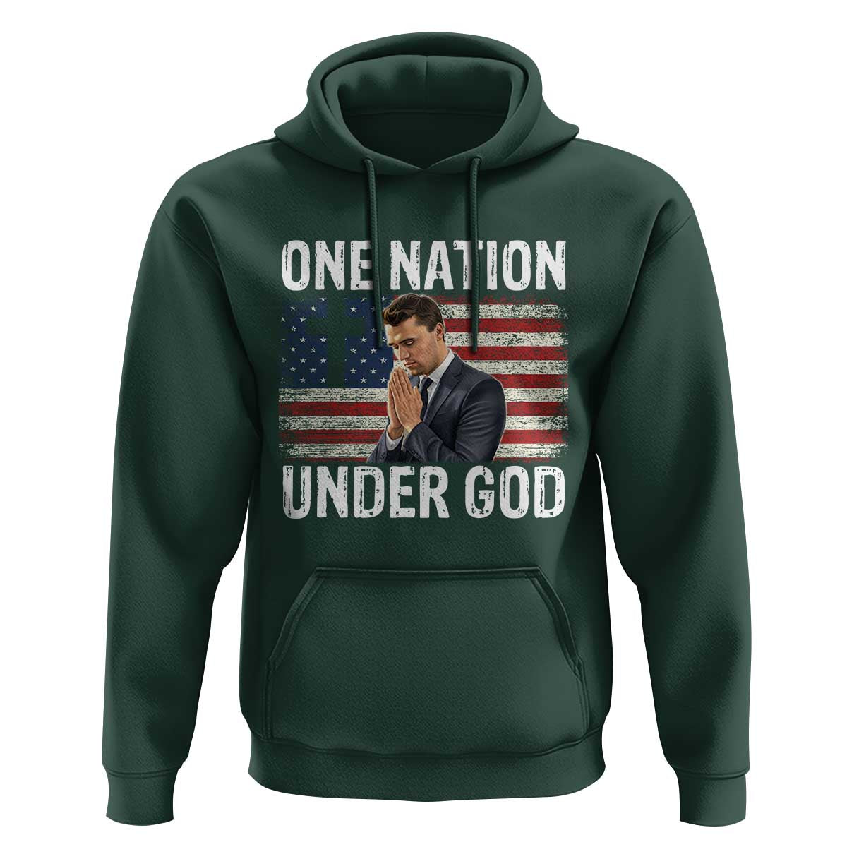 Charlie Kirk Christian Hoodie One Nation Under God Patriotic Faith - Wonder Print Shop