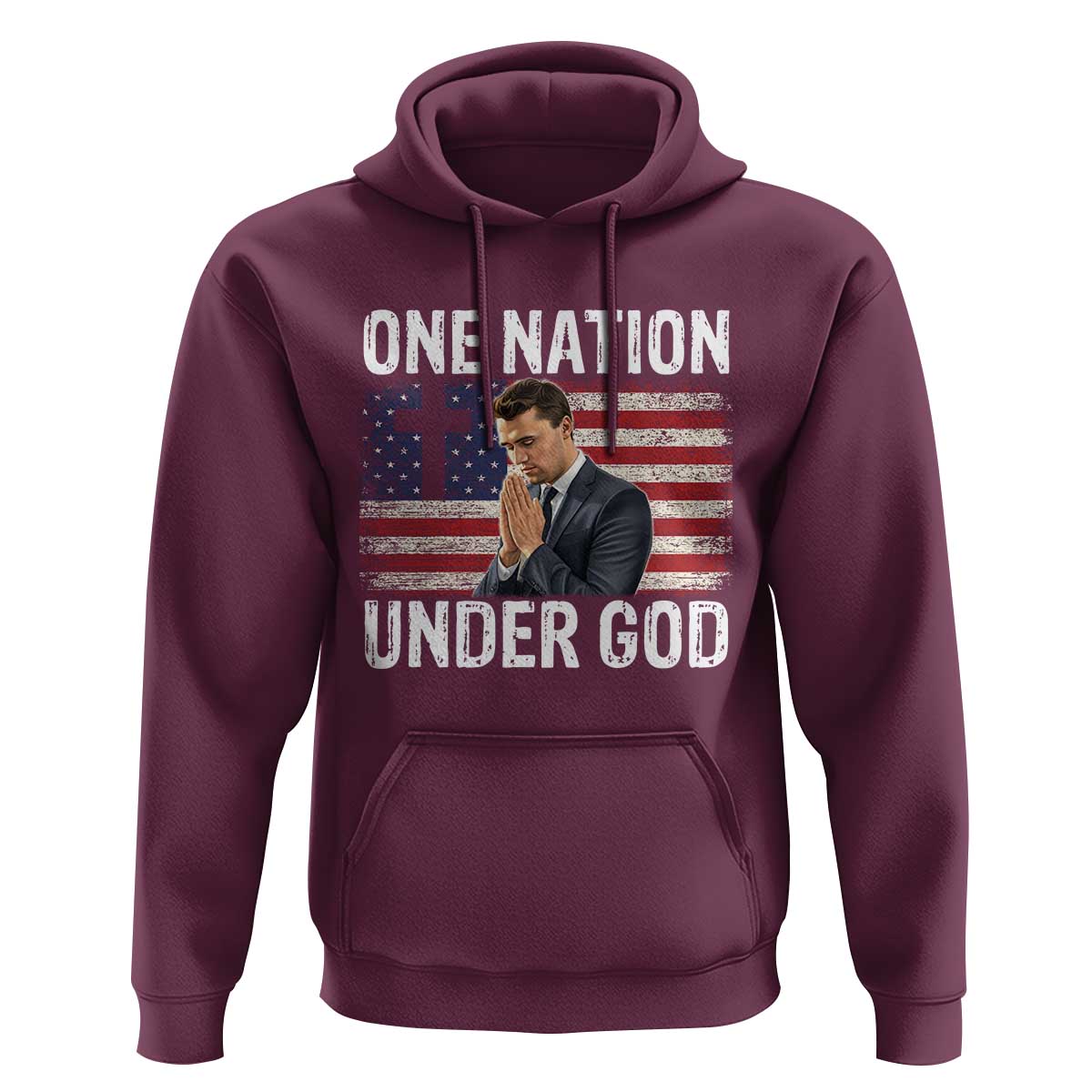 Charlie Kirk Christian Hoodie One Nation Under God Patriotic Faith - Wonder Print Shop