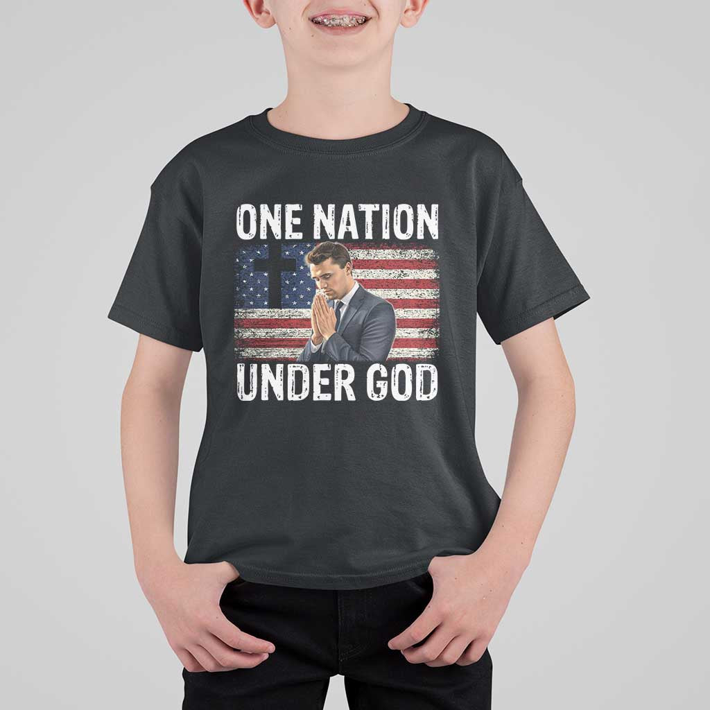 Charlie Kirk Christian T Shirt For Kid One Nation Under God Patriotic Faith - Wonder Print Shop