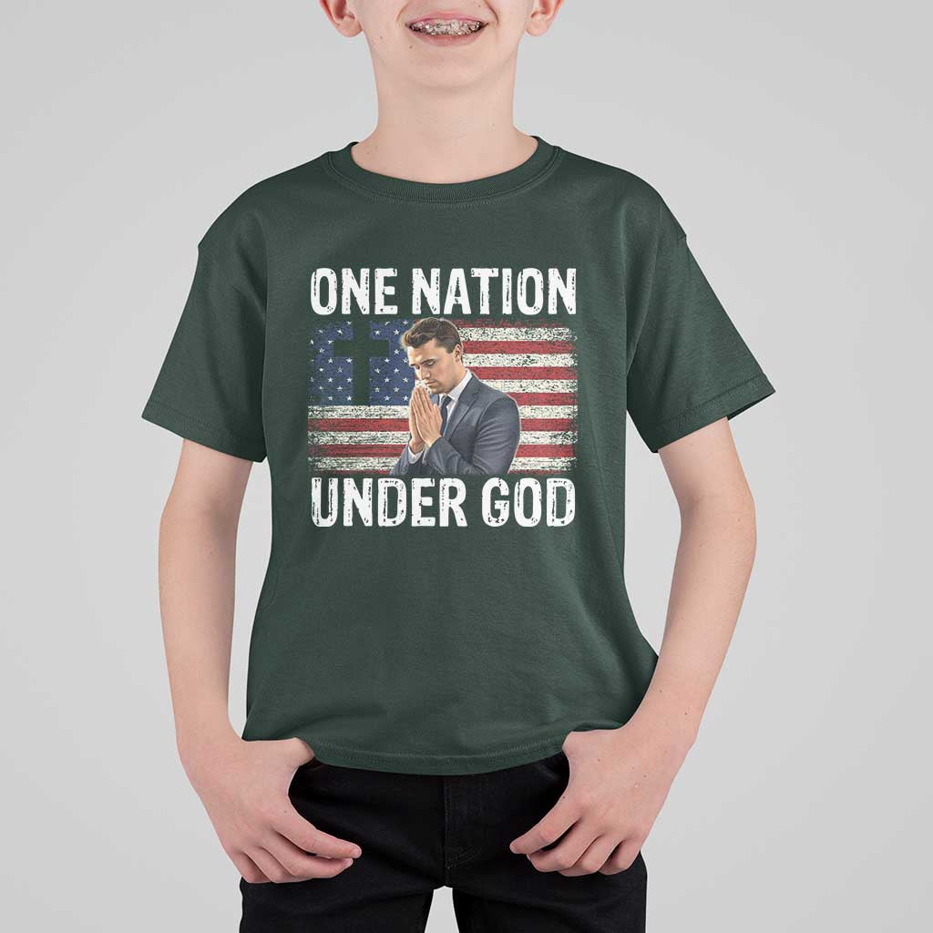 Charlie Kirk Christian T Shirt For Kid One Nation Under God Patriotic Faith - Wonder Print Shop