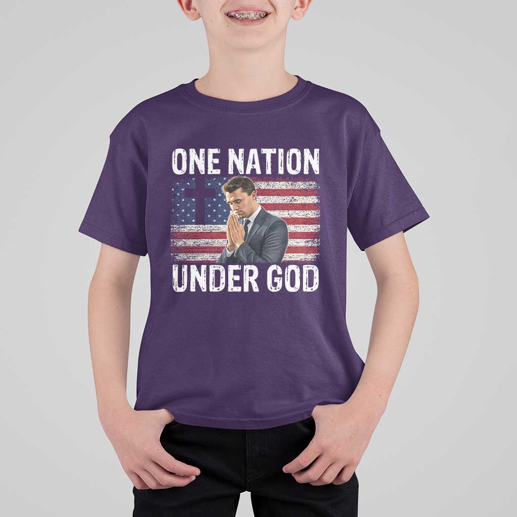 Charlie Kirk Christian T Shirt For Kid One Nation Under God Patriotic Faith - Wonder Print Shop