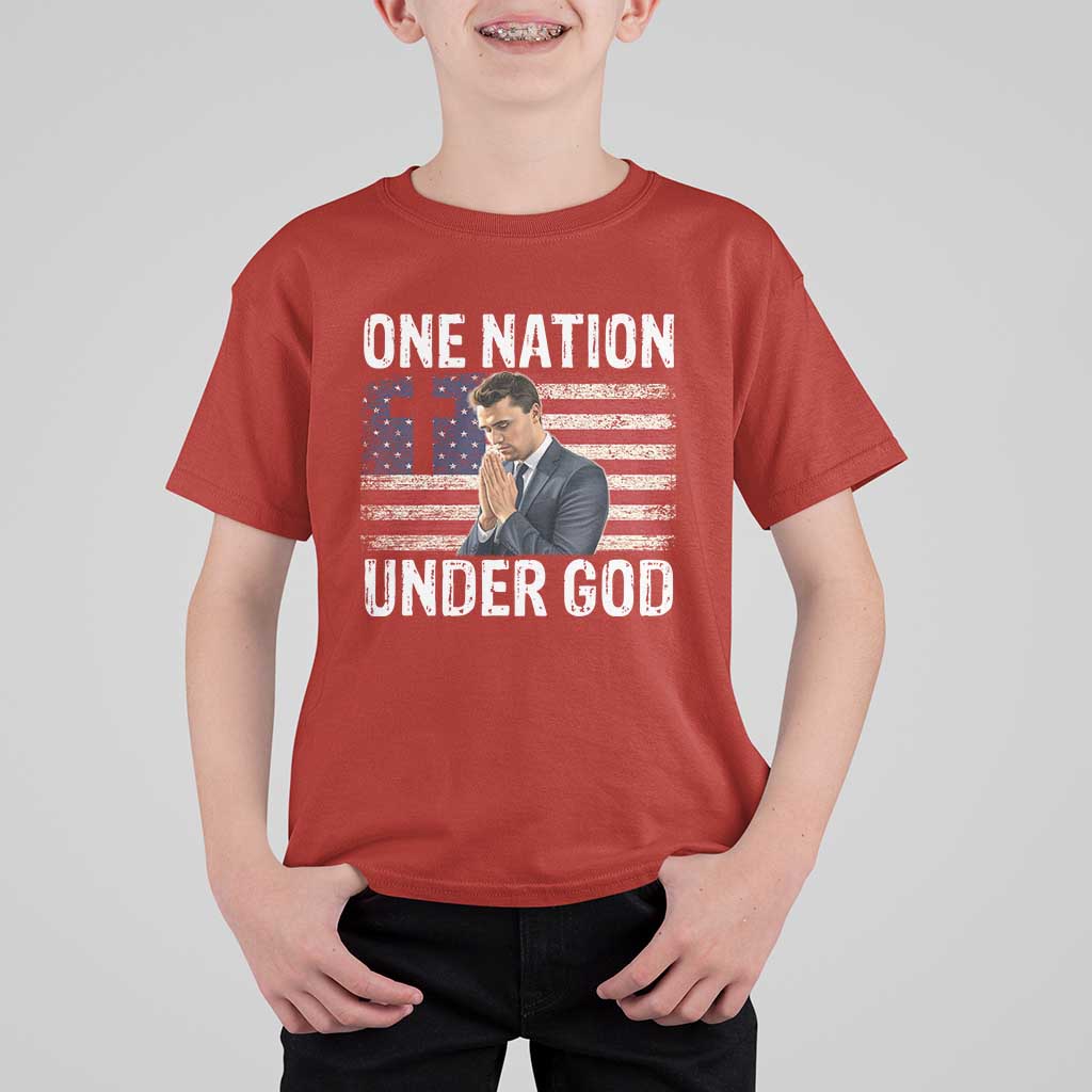 Charlie Kirk Christian T Shirt For Kid One Nation Under God Patriotic Faith - Wonder Print Shop