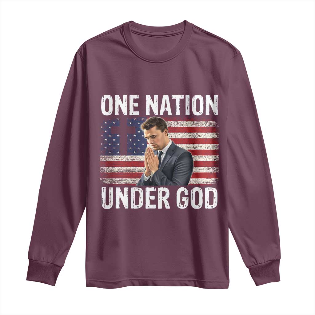 Charlie Kirk Christian Long Sleeve Shirt One Nation Under God Patriotic Faith - Wonder Print Shop