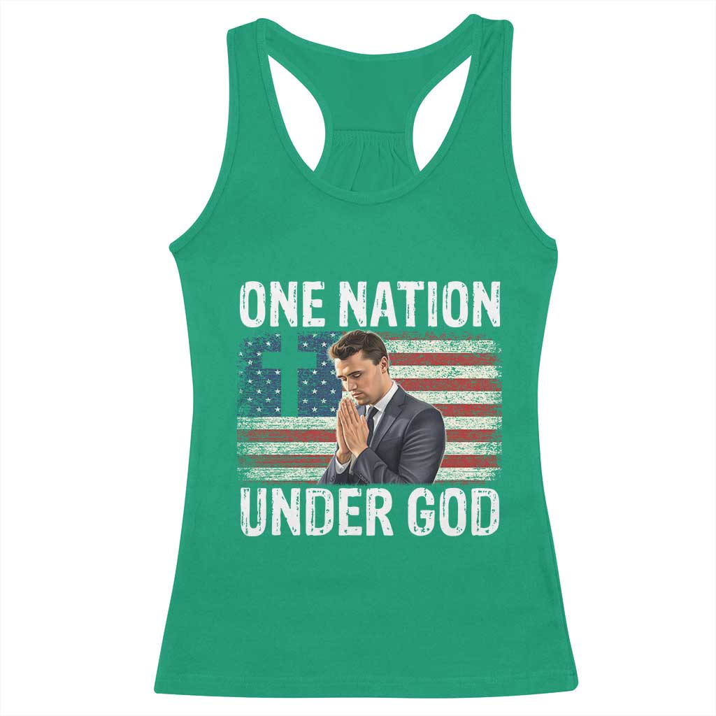 Charlie Kirk Christian Racerback Tank Top One Nation Under God Patriotic Faith - Wonder Print Shop