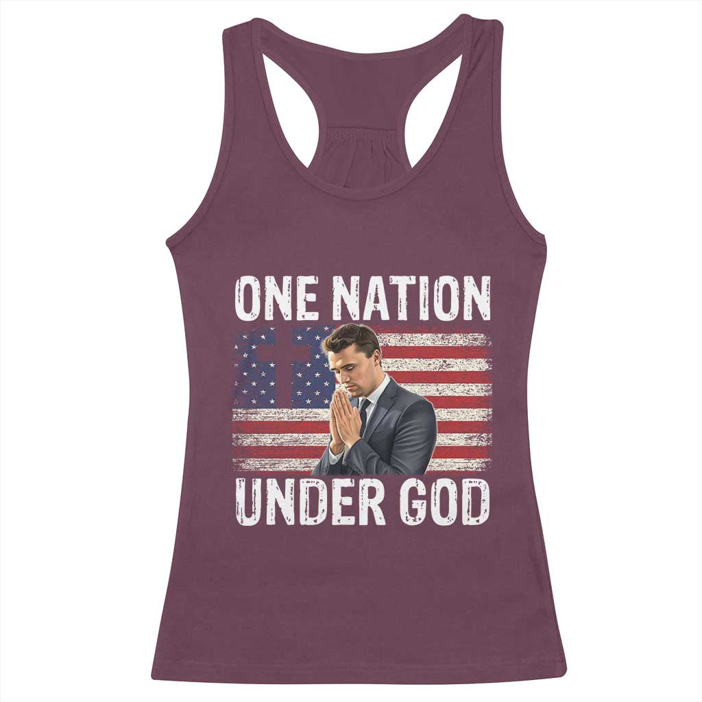 Charlie Kirk Christian Racerback Tank Top One Nation Under God Patriotic Faith - Wonder Print Shop