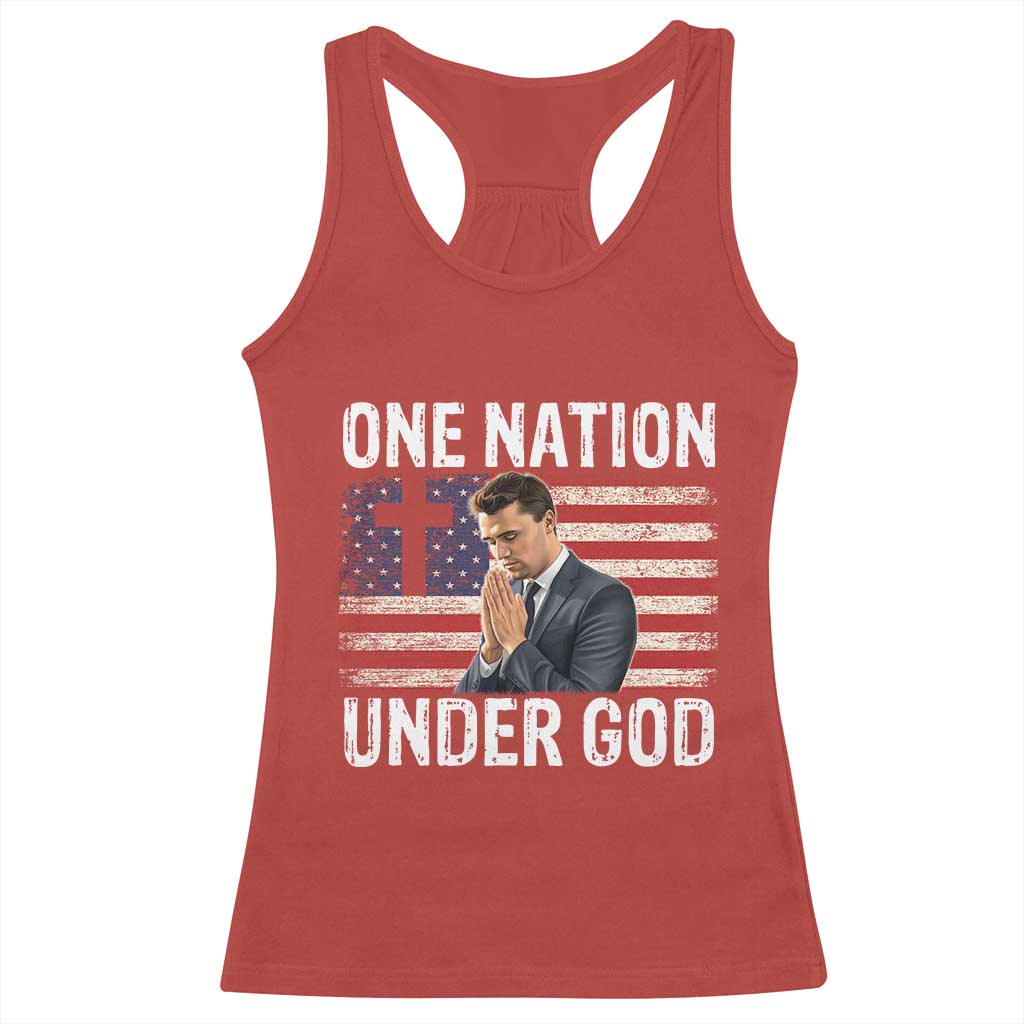 Charlie Kirk Christian Racerback Tank Top One Nation Under God Patriotic Faith - Wonder Print Shop