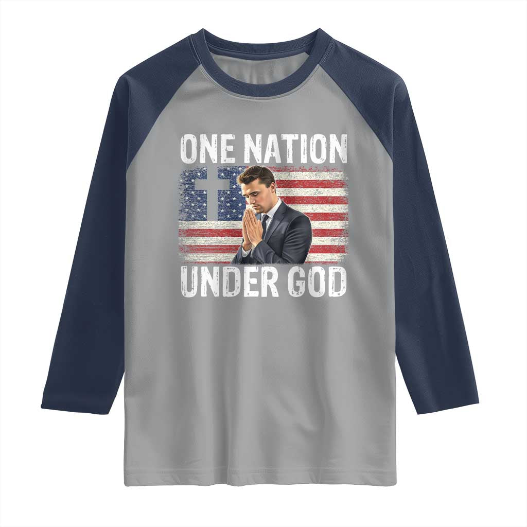 Charlie Kirk Christian Raglan Shirt One Nation Under God Patriotic Faith - Wonder Print Shop